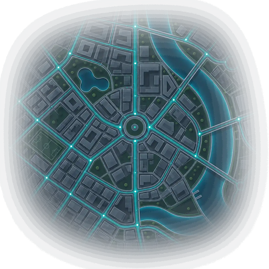 City map with delivery routes